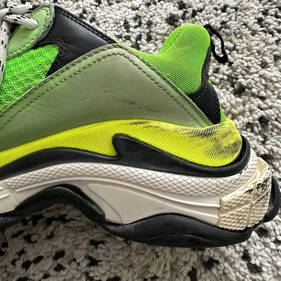 Authentic Balenciaga Fabric Mesh Triple S Sneakers 42 Green Size 9